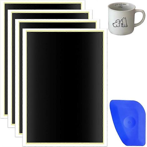 Papier de marquage noir pour gravure laser (lot de 4) avec raclette, pour marquage et gravure laser fibre sur céramique. (1/5)