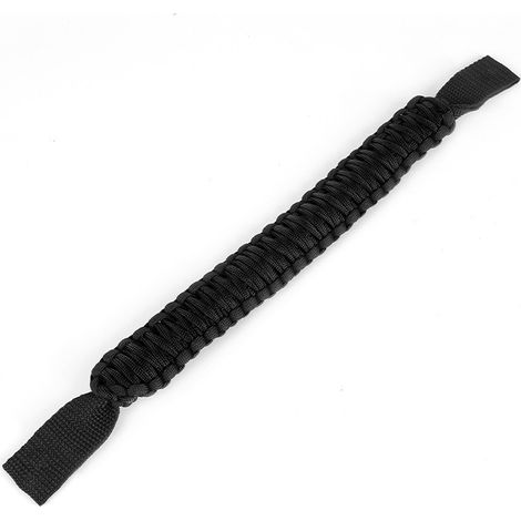 Car modification: rear seat grab handles, paracord braided grips, rear passenger headrest safety armrests, universal model - black (1/4)