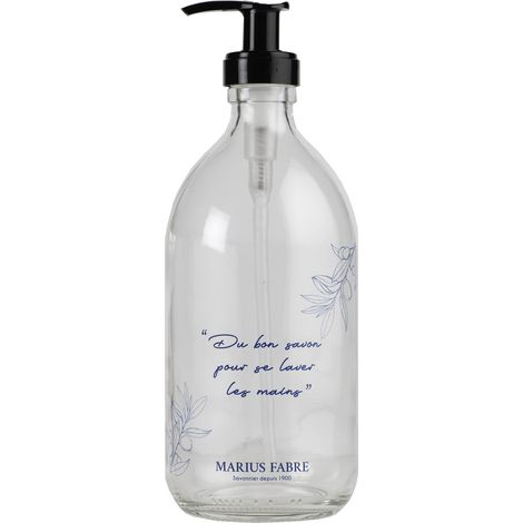 Glassflasche mit Pumpe, Siebdruck, 500 ml – Marius Fabre