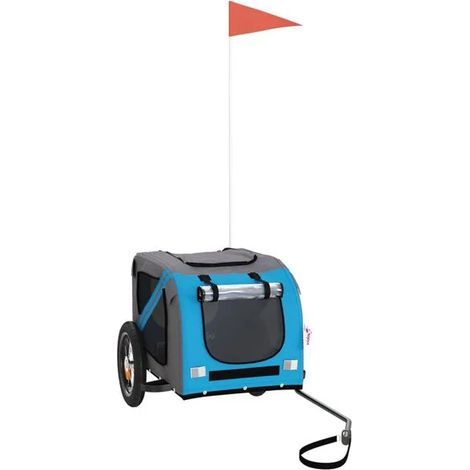 Remorque à vélo pour animaux de compagnie bleue et grise