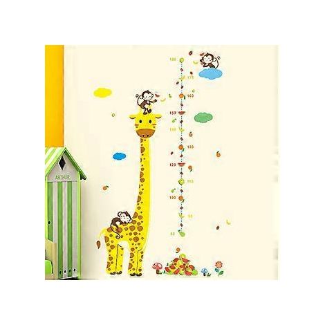 Affe Giraffe Kindergröße Tieraufkleber Wanddekor Lachs