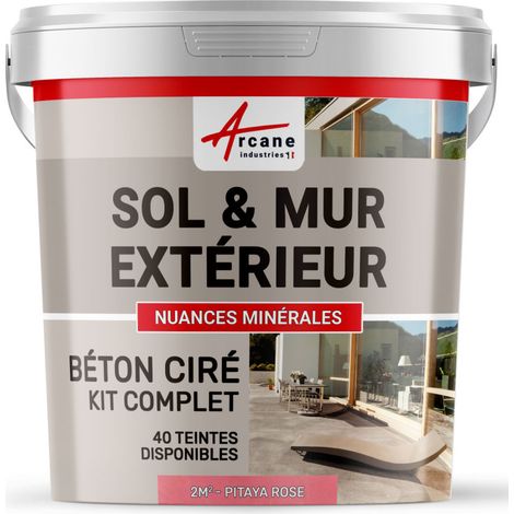 BETON CIRÉ: KIT KUNSTHARZ-BETONBESCHICHTUNG FÜR DRAUSSEN - Böden, Wände, Terrassen, Balkone, Treppen - Pitaya-Rosa - 2 m²-Kit (2 Schichten)