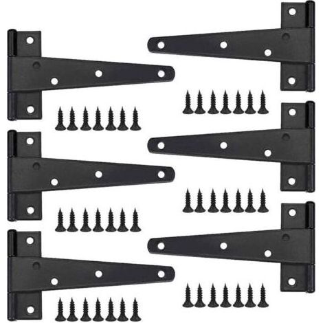 PA Charnière Porte Lourde 6 Pouces en T Noire Acier Inoxydable pour Porte Fenêtre Abri Jardin (1/4)