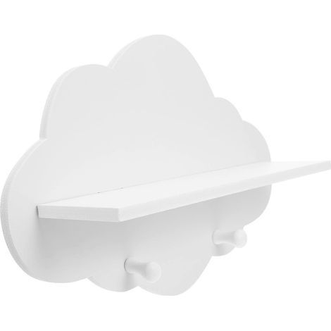 Wolkenförmiges, schwebendes Holzregal, kein Bohren erforderlich, für Zuhause (weiß) – 30 x 10 cm – Weiß (1/4)