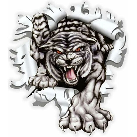 Autocollant Voiture Réfléchissant,Autocollant De Capot De Voiture TêTe De Tigre Murale Stickers Voiture Humour Autocollants En Vinyle Moto Personnalisés Car Sticker Funny Pare-Brise Arrière 15x17cm (1/5)