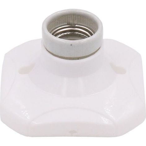 Douille d'ampoule LED E27, douille E27 en céramique et base en plastique, douille murale E27, douille E27 blanche avec anneau pour éclairage d'entrée/plafonnier/balcon (1/5)