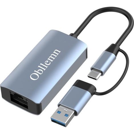 Adaptateur Ethernet USB 1000 Mbps Adaptateur USB RJ45 Ethernet, Adaptateur USB vers RJ45 10/100/1000 Mbps Adaptateur Réseau pour Windows XP/MacBook/Linux/Vista, etc (1/5)