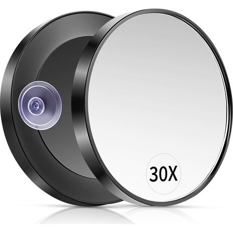 Miroir grossissant 30X, Rond Mural 2 Ventouses Poche Épiler Sourcils (1/5)