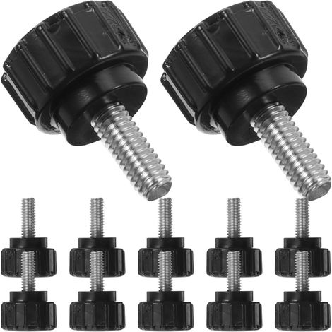 12 Pièces Vis à Tête Moletée M4 Montage sans Effort en Acier Inoxydable avec Bouton Rond en Abs Noir Utilisation Solide sans Fissures pour Projets DIY et Réparations Domestiques (1/5)