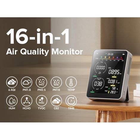 Luftqualitätsmessgerät BOOSTER AK16 6-in-1, CO2/Temp/Feuchte/HCHO/TVOC-Formaldehyd, Type-C (1/5)