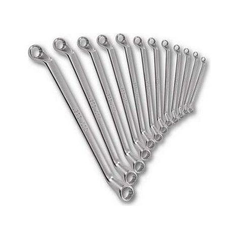 USAG U02831403 Serie 283 Chiavi Poligonali Doppie Curvate 12 Pezzi in Acciaio al Cromo Vanadio Finitura Cromo Satinato 6x7 fino a 30x32 mm colore Nero