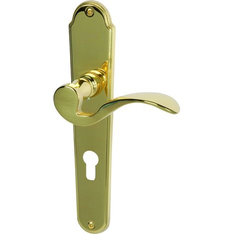 Poignée de porte en laiton poli pour portes d'entrée d'appartement PZ