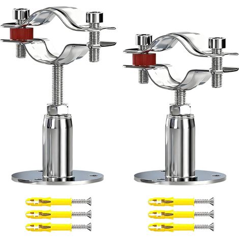 304 Stainless Steel Pipe Clamp 2 Pack 50-100mm Adjustable Bracket with Screws for 25-27mm Tube Diameter Wall and Ceiling Mount (1/5)