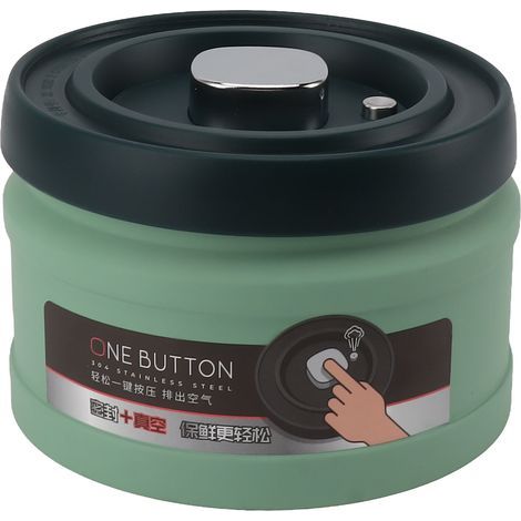 Boîte de conservation hermétique en acier inoxydable pour aliments de cuisine, type presse, sous vide, pour thé, café, grains de thé, farine, céréales, sucre, vert menthe, 750 ml, 14,2 x 9,4 cm (1/5)