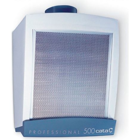 Hotte décorative professionnelle 500 – Débit 450 m3/h – Puissance 150 W – Pression sonore 57 dB – Dimensions 465x356x235 mm – Cata