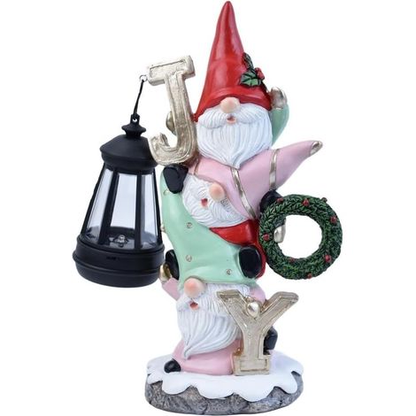 Statue de Noël en Résine Étanche, Lumière Automatique, Décoration Extérieure pour Jardin et Allée, 19x9x26cm (1/5)