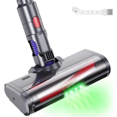 Cepillo compatible con aspiradoras Dyson V7, V8, V10, V11 y V15, cabezal reemplazable, accesorio de accionamiento directo con 4 luces LED para parquet, suelos duros y alfombras. (1/4)