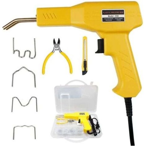 220W Soudure Plastique, 2 en 1 Kit Reparation Souder Plastique, Soudeuse Plastique avec 2-Types Agrafeuse Chaud,Soudage Plastique pour Réparer Pare-Chocs Auto (1/3)