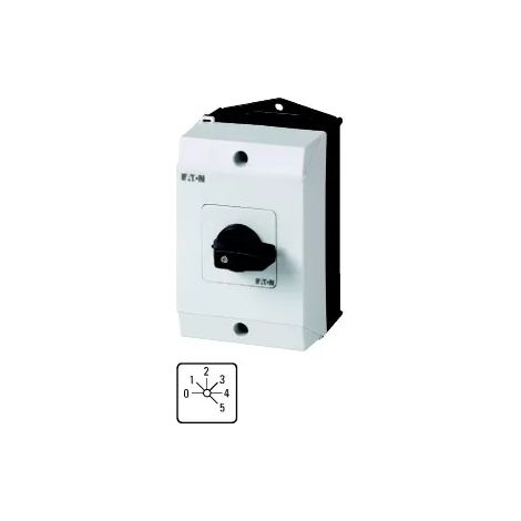 Eaton Stufenschalter, T0, 20 A, Aufbau, 3 Baueinheit(en), Kontakte: 5, 45 °, rastend, mit 0-Stellung, 0-5, Abwicklungs (1/2)