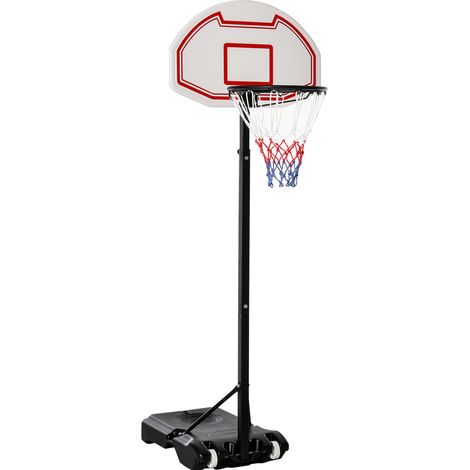Canestro da basket per bambini regolabile in altezza 194-249 cm, mobile, acciaio, bianco (1/5)