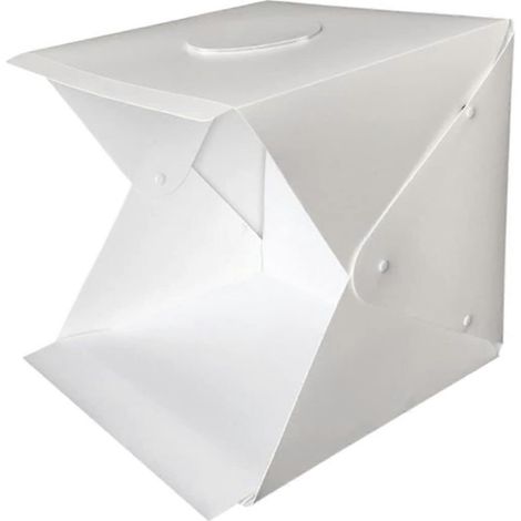 Boîte à lumière portable monobloc, petite tente photographique avec éclairage LED pour la présentation de produits et les prises de vue commerciales et web.