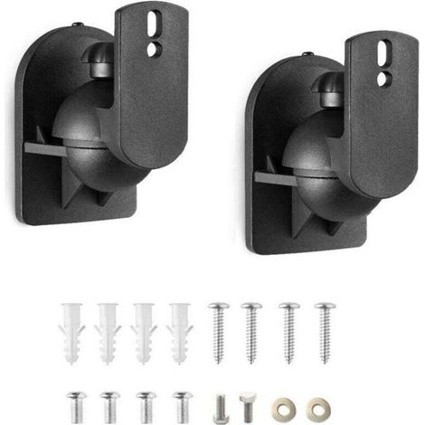 Supports muraux et au plafond pour haut-parleurs Une paire, supports muraux pour enceintes de bibliothèque, supports pour enceintes surround, supportent jusqu'à 7,7 lbs, noir (1/4)