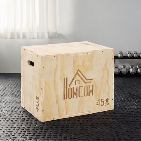 Box pliométrique en bois de hêtre 3 hauteurs réglables 40 45 60