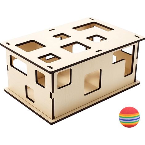 Boîtes à Jouets Interactifs pour Chat avec balles Chat, Jouet Chat Interieur, Boîte de puzzle pour chat, Tunnel pour Chat,Jeux de Nourriture, 302013CM (1/5)