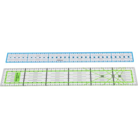 Lot de 2 mini règles de couture en acrylique avec quadrillage pour mesurer et dessiner les points. (1/5)