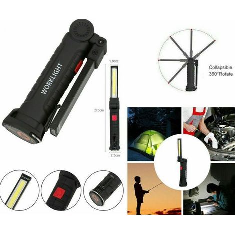 MINI TORCIA RICARICABILE LED COB MAGNETICA SNODATA LUCE LAMPADA LAVORO MECCANICO