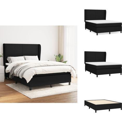 Boxspringbett mit Matratze Schwarz 140x200 cm Stoff - Boxspringbett - Doppelbett - Schlafraum - Bettenrahmen - Lattenrost (1/5)