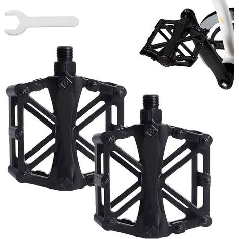 Pedali per bicicletta, pedali a piattaforma, pedali MTB, pedali per bicicletta in alluminio, pedali piatti, pedali antiscivolo per mountain bike, pedali con impugnatura universale, inclusi (1/5)