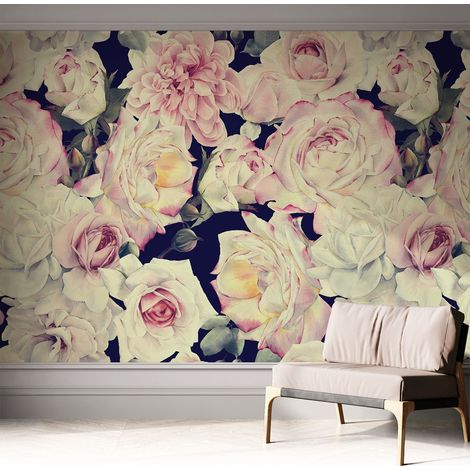 Papier peint adhésif avec colle pour décoration moderne de salon chambre à coucher cuisine et bureau Facile Bouquet floral 312x219 cm (1/5)