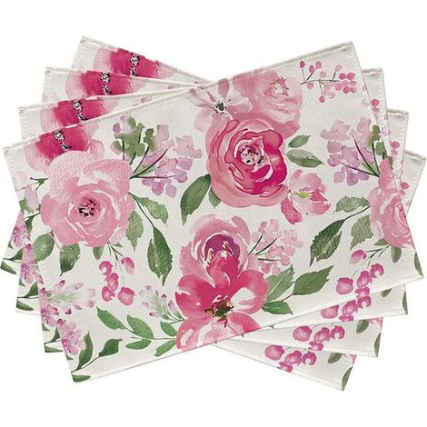 Juego de manteles individuales de verano (4 piezas), manteles individuales de temporada de 3045 cm con flores silvestres y motivos primaverales (1/5)