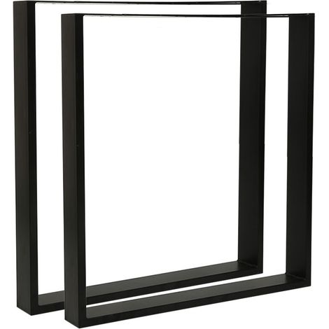 Set de 2 Pieds de Table Pied de Meuble Rectangulaire Pied de Table à Manger avec Protecteur de Sol et Accessoires de Montage Métal revêtu par Poudre Noir Acier 80 x 72 cm (1/5)
