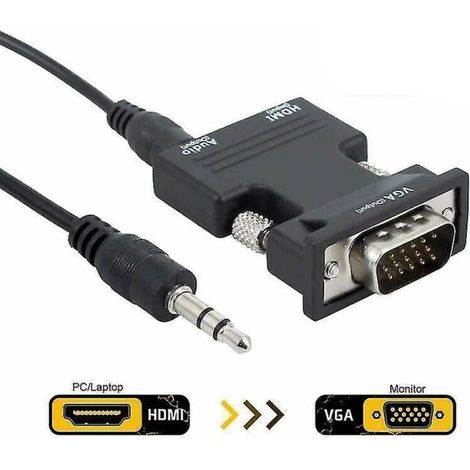 Adaptateur convertisseur HDMI femelle vers VGA mâle avec câble audio prenant en charge la sortie 1080p