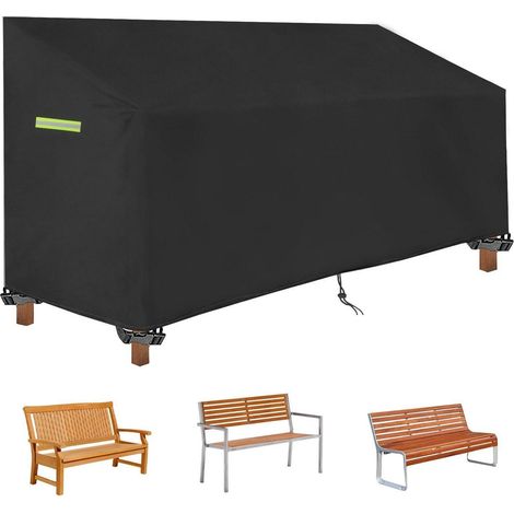 Gartenbank Abdeckung 165x67x65/91cm, Wasserdicht & UV-Beständig, Schutzhülle für 3-Sitzer Bänke (1/5)