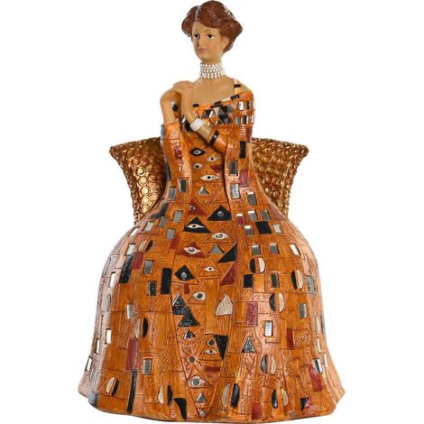 statue décorative lady jaune en résine style traditionnel élégant - jaune doré motifs géométriques (1/4)