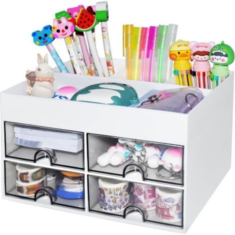 Organisateur de bureau - Accessoires - 4 tiroirs - Porte-stylos - Design compact - Pour enfants (1/4)