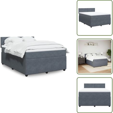Sommier à lattes de lit et matelas Gris foncé 140x190cm Velours - Sommier À Lattes De Lit - Sommiers À Lattes De Lit - Lit - Meuble De Chambre À Coucher (1/5)