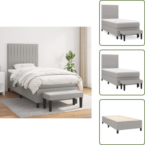 Boxspringbett mit Matratze Hellgrau 90x190 cm Stoff - Boxspringbett - Doppelbett - Schlafraum - Bettgestell - Bettauflage (1/5)