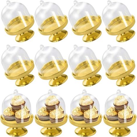 Présentoir à gâteaux, mini cloches couvercle transparent, pour décoration de table, anniversaire, fête prénatale (1/5)