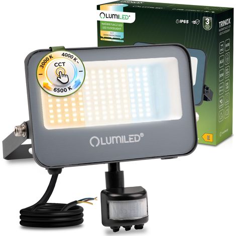 Faro LED Trinox 30W 3300lm CCT IP65 Grigio Sensore di movimento e crepuscolare lumiled (1/5)