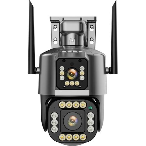 Caméra de sécurité à Domicile Caméra IP HD 6K 16mp, Zoom Hybride 10X, Suivi Automatique, PTZ, for l'extérieur, Quatre objectifs, Trois écrans, sécurité, Surveillance 4K(4K Camera) (1/5)