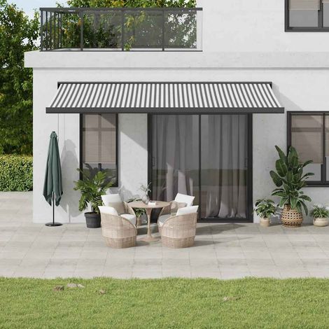 Toldo retráctil aluminio y tela gris antracita y blanco 5x3 m vidaXL (1/5)