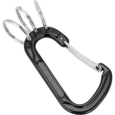 Mousqueton multifonctionnel en alliage d'aluminium avec boucle en D pour l'alpinisme et les activités de plein air, noir (1/5)