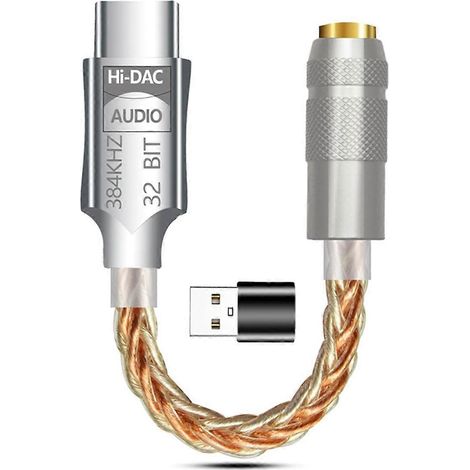 Convertisseur audio numérique Hi-Fi USB-C vers 3,5 mm avec amplificateur et amplificateur pour écouteurs (1/5)
