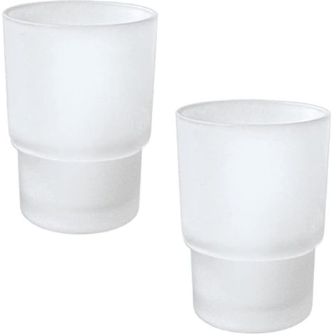 Set mit 2 Ersatzgläsern für wandmontierten Zahnbürstenhalter fürs Badezimmer (mattiert) (1/4)