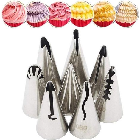 Un set di 7 beccucci per decorare cupcake, biscotti, torte e pasticcini: ideale per progetti di pasticceria fai-da-te e come accessorio per la pasticceria. (1/5)