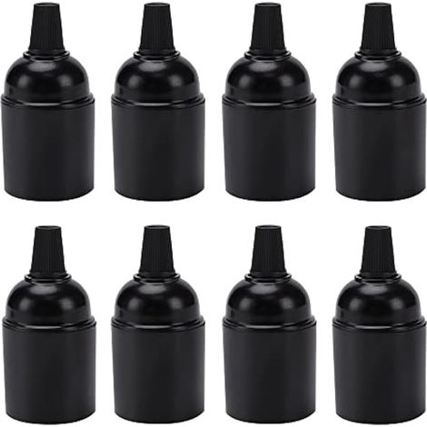Lot de 8 douilles Edison bakélite vintage avec tournevis - Noir E27